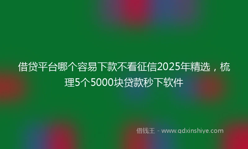 借贷平台哪个容易下款不看征信2025年精选，梳理5个5000块贷款秒下软件