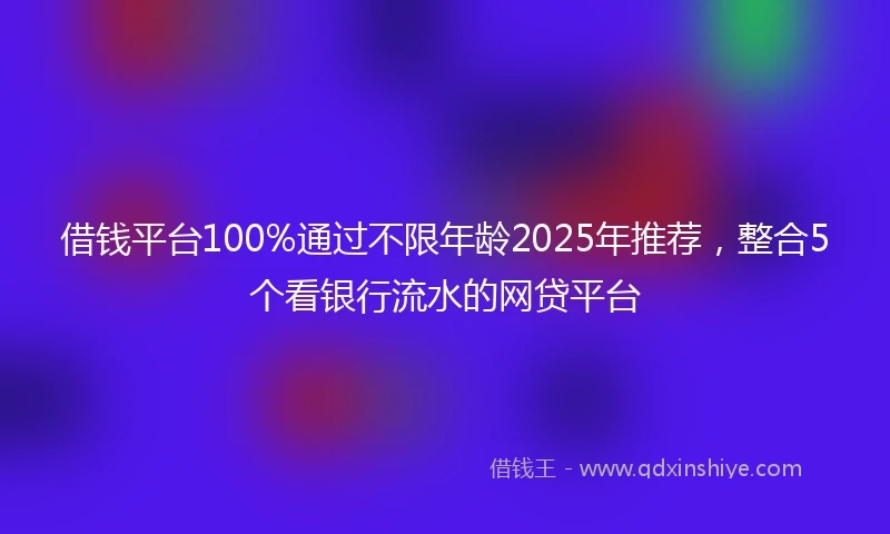 借钱平台100%通过不限年龄2025年推荐，整合5个看银行流水的网贷平台