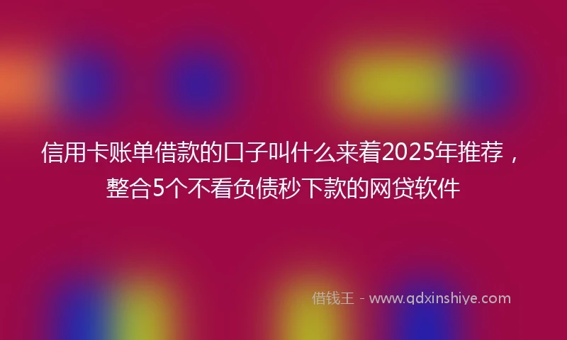 信用卡账单借款的口子叫什么来着2025年推荐，整合5个不看负债秒下款的网贷软件