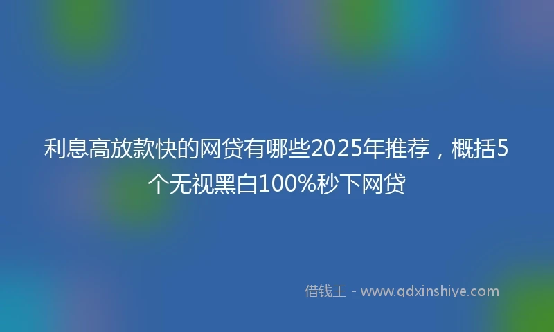 利息高放款快的网贷有哪些2025年推荐，概括5个无视黑白100%秒下网贷