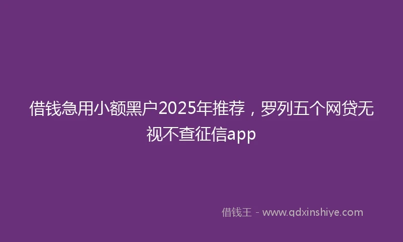 借钱急用小额黑户2025年推荐，罗列五个网贷无视不查征信app