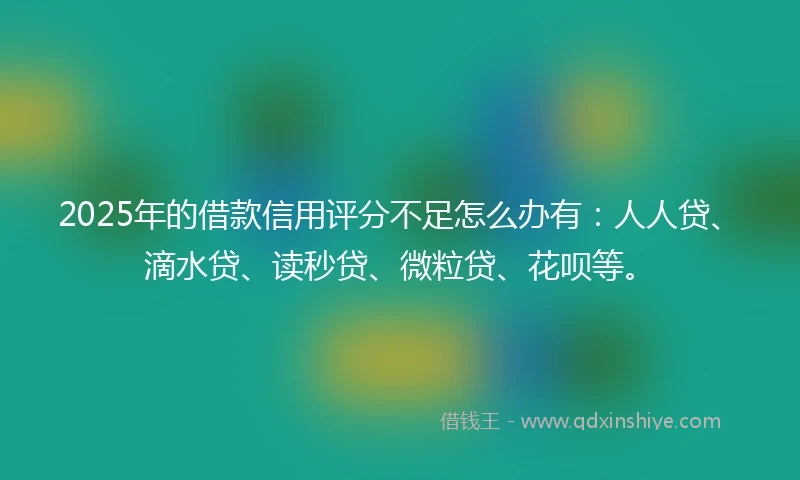 2025年的借款信用评分不足怎么办有：人人贷、滴水贷、读秒贷、微粒贷、花呗等。