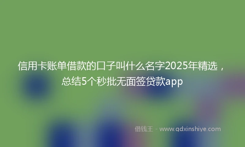 信用卡账单借款的口子叫什么名字2025年精选，总结5个秒批无面签贷款app