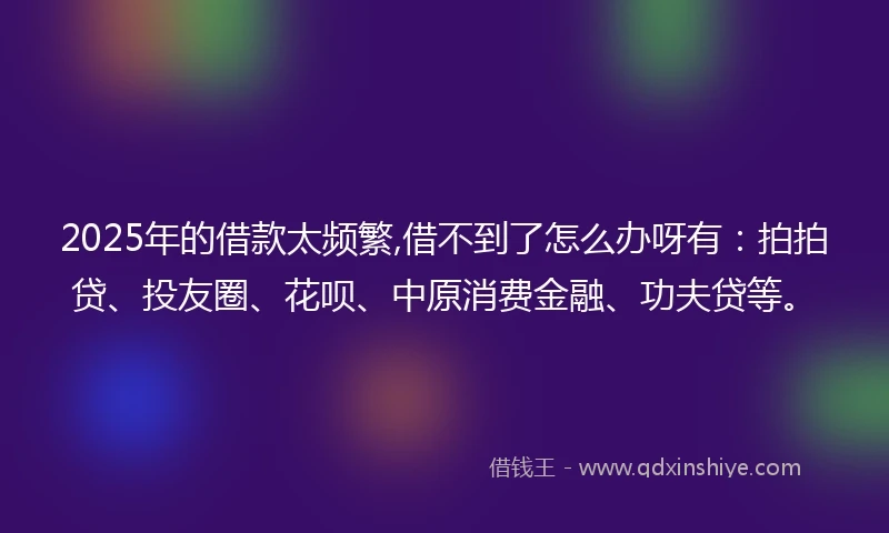 2025年的借款太频繁,借不到了怎么办呀有：拍拍贷、投友圈、花呗、中原消费金融、功夫贷等。