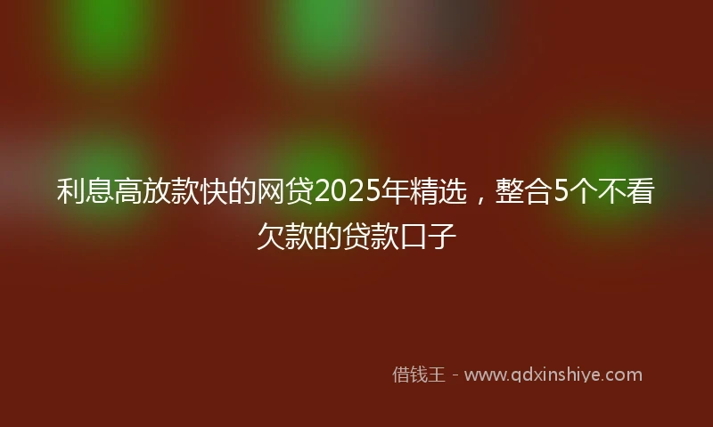 利息高放款快的网贷2025年精选，整合5个不看欠款的贷款口子