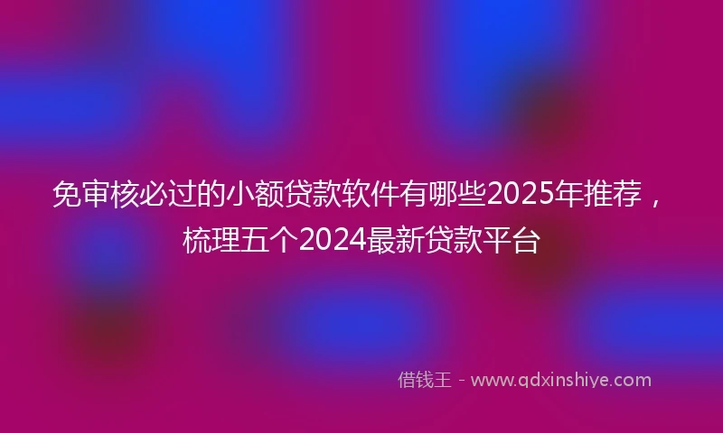 免审核必过的小额贷款软件有哪些2025年推荐，梳理五个2024最新贷款平台