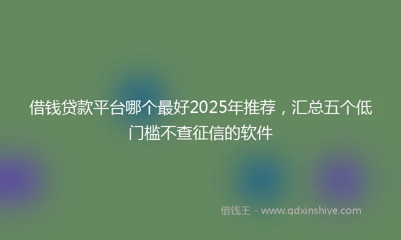 借钱贷款平台哪个最好2025年推荐，汇总五个低门槛不查征信的软件
