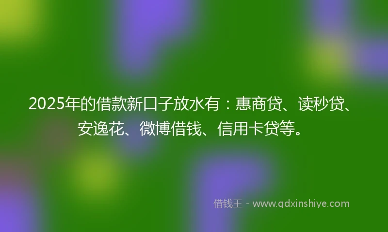 2025年的借款新口子放水有：惠商贷、读秒贷、安逸花、微博借钱、信用卡贷等。