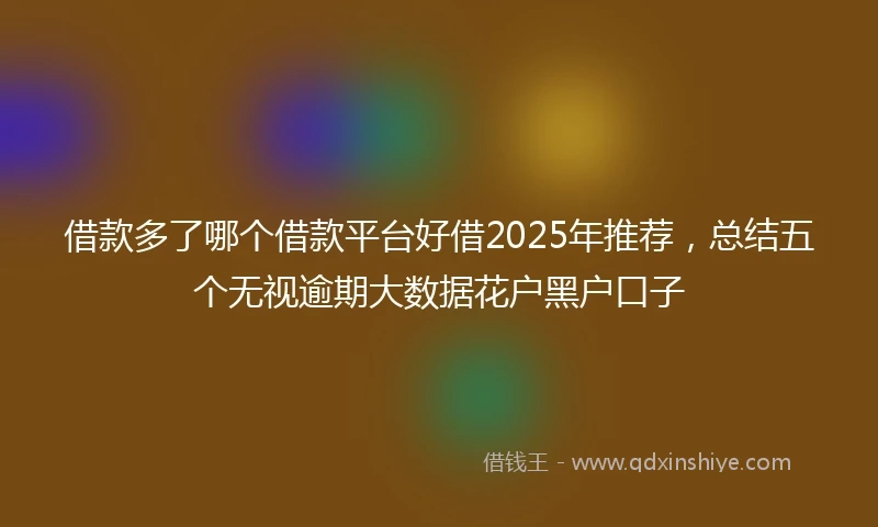 借款多了哪个借款平台好借2025年推荐,总结五个无视逾期大数据花户黑户口子