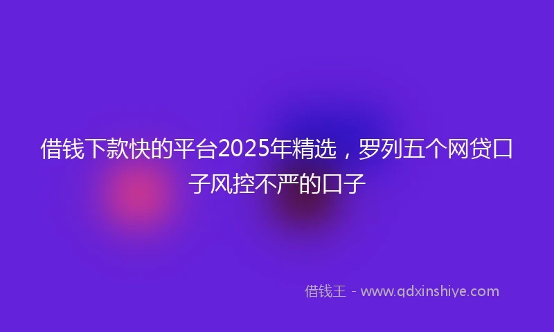 借钱下款快的平台2025年精选，罗列五个网贷口子风控不严的口子