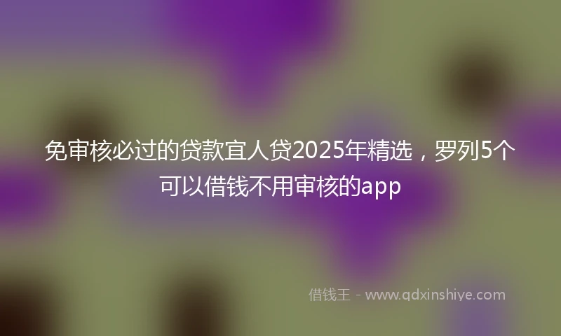 免审核必过的贷款宜人贷2025年精选，罗列5个可以借钱不用审核的app