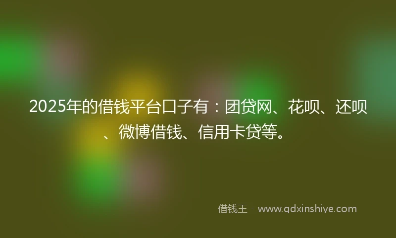 2025年的借钱平台口子有：团贷网、花呗、还呗、微博借钱、信用卡贷等。