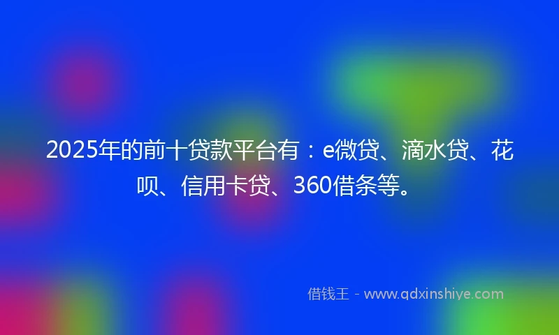 2025年的前十贷款平台有：e微贷、滴水贷、花呗、信用卡贷、360借条等。