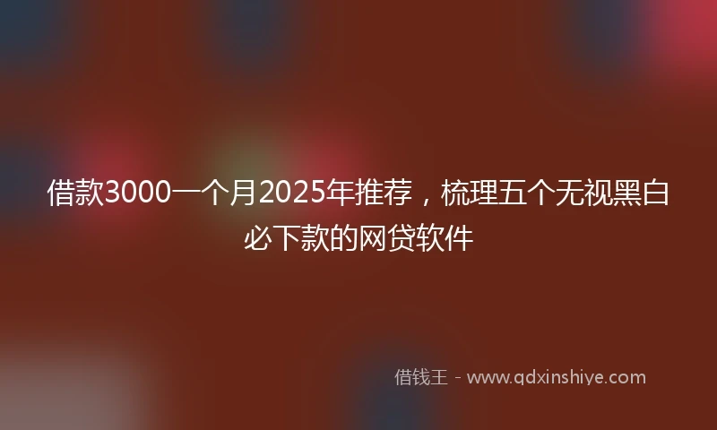 借款3000一个月2025年推荐，梳理五个无视黑白必下款的网贷软件
