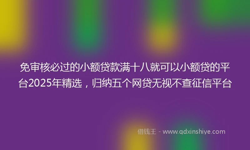 免审核必过的小额贷款满十八就可以小额贷的平台2025年精选，归纳五个网贷无视不查征信平台