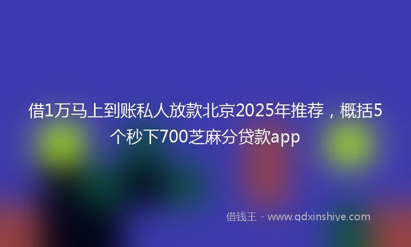 借1万马上到账私人放款北京2025年推荐，概括5个秒下700芝麻分贷款app