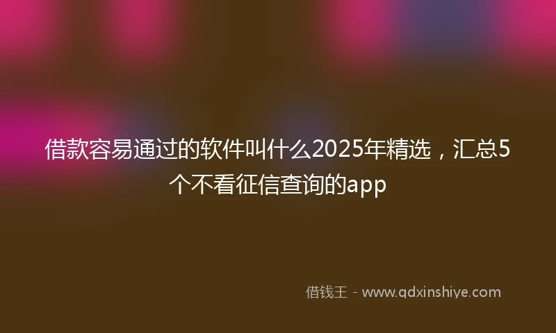 借款容易通过的软件叫什么2025年精选，汇总5个不看征信查询的app