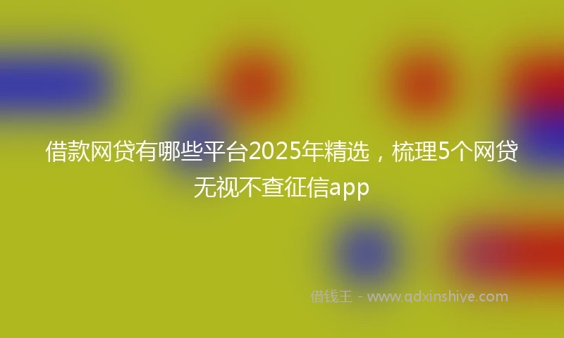 借款网贷有哪些平台2025年精选，梳理5个网贷无视不查征信app