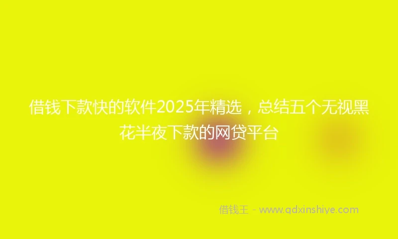 借钱下款快的软件2025年精选，总结五个无视黑花半夜下款的网贷平台