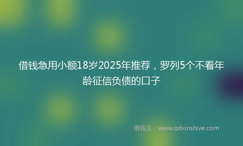 借钱急用小额18岁2025年推荐，罗列5个不看年龄征信负债的口子