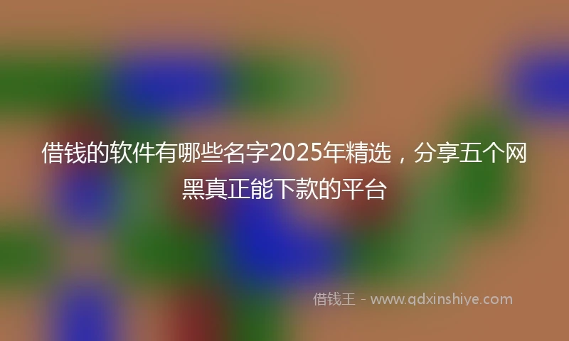 借钱的软件有哪些名字2025年精选，分享五个网黑真正能下款的平台