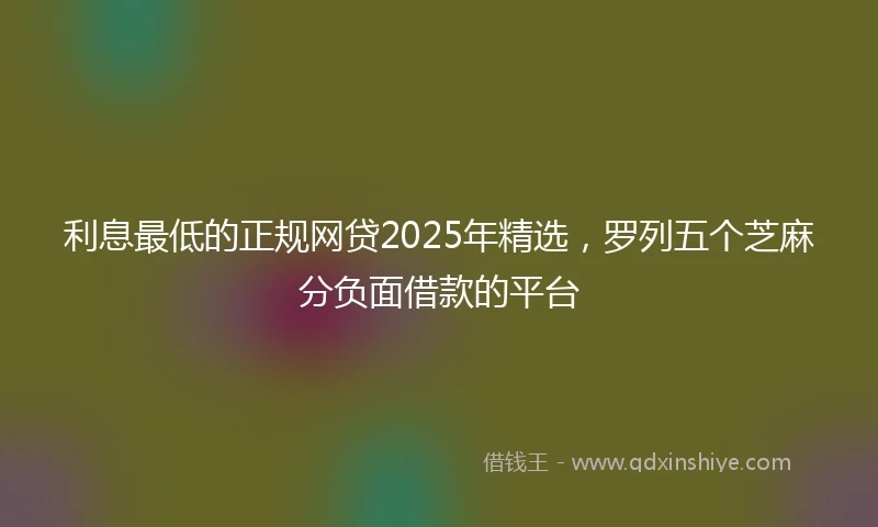 利息最低的正规网贷2025年精选，罗列五个芝麻分负面借款的平台