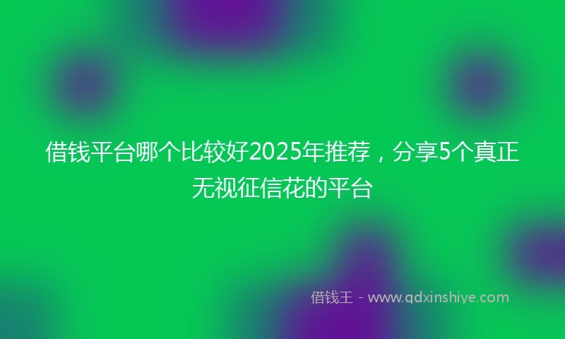 借钱平台哪个比较好2025年推荐，分享5个真正无视征信花的平台