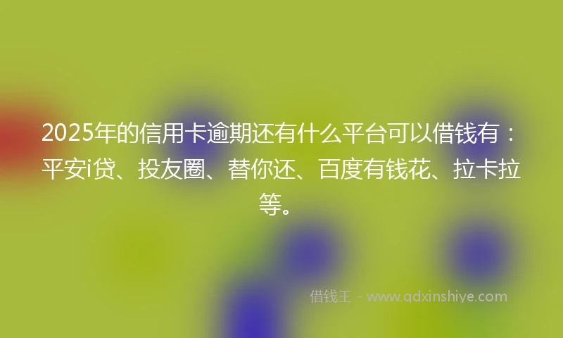2025年的信用卡逾期还有什么平台可以借钱有：平安i贷、投友圈、替你还、百度有钱花、拉卡拉等。