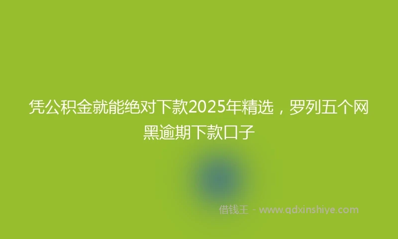 凭公积金就能绝对下款2025年精选，罗列五个网黑逾期下款口子