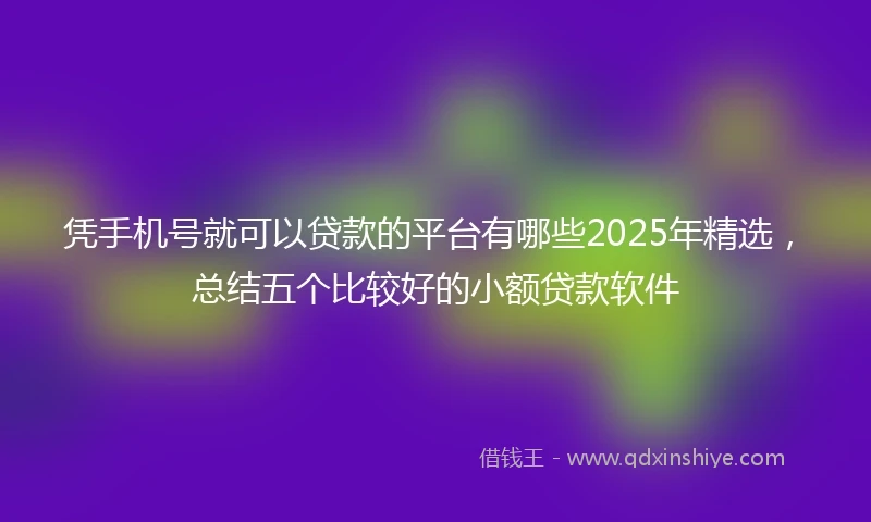 凭手机号就可以贷款的平台有哪些2025年精选,总结五个比较好的小额贷款软件