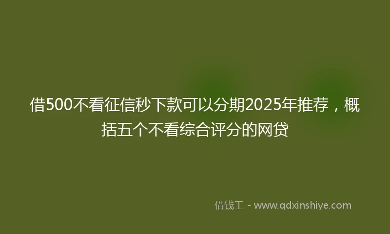 借500不看征信秒下款可以分期2025年推荐，概括五个不看综合评分的网贷