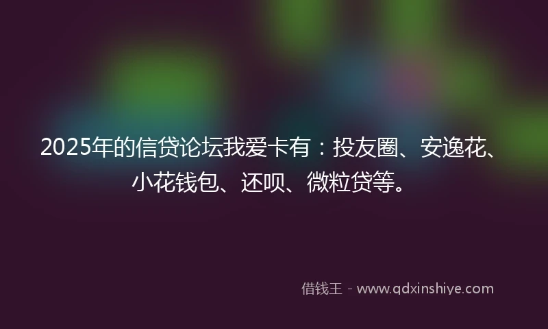 2025年的信贷论坛我爱卡有：投友圈、安逸花、小花钱包、还呗、微粒贷等。