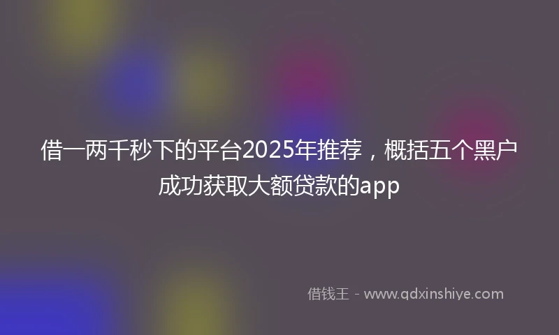 借一两千秒下的平台2025年推荐，概括五个黑户成功获取大额贷款的app