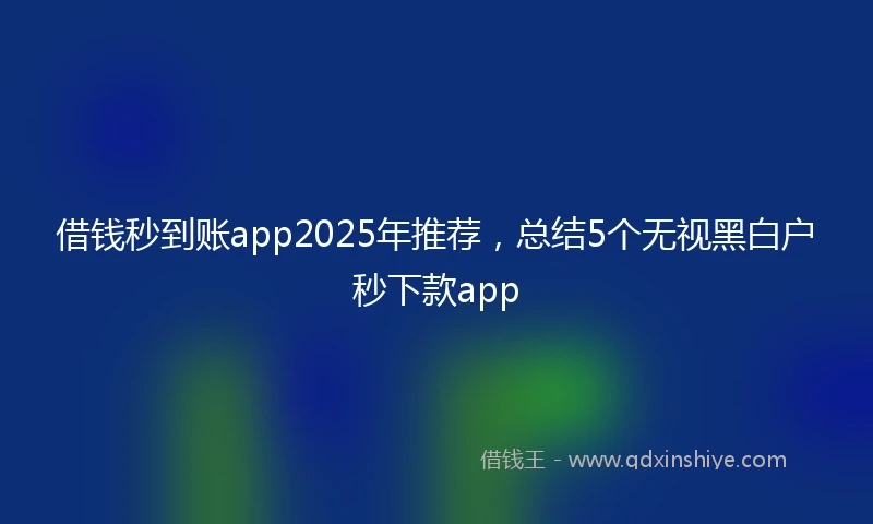 借钱秒到账app2025年推荐，总结5个无视黑白户秒下款app
