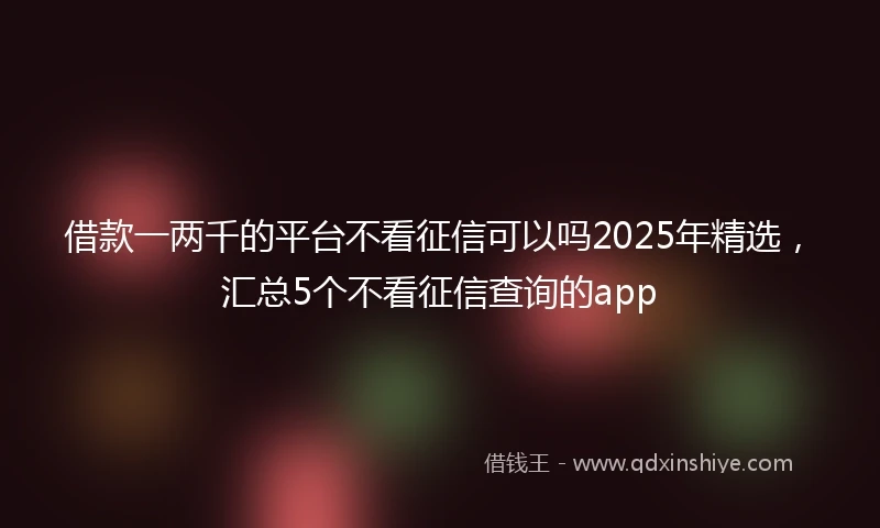 借款一两千的平台不看征信可以吗2025年精选，汇总5个不看征信查询的app