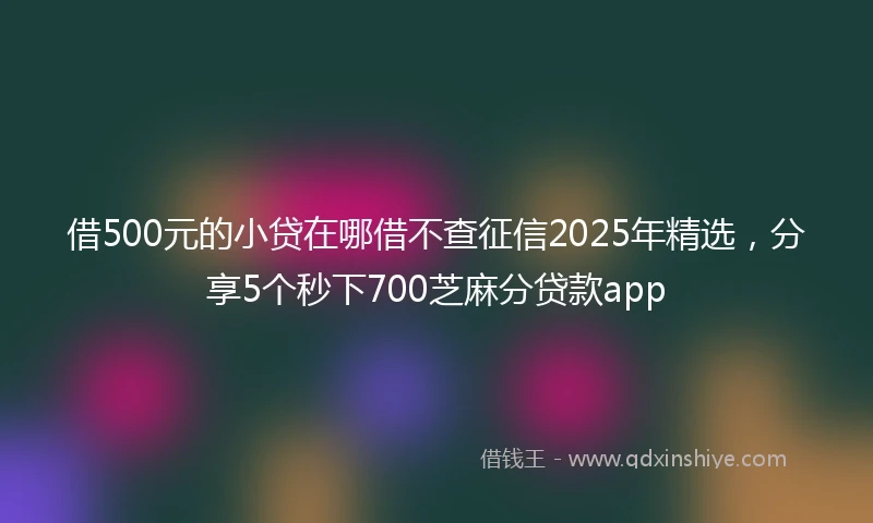 借500元的小贷在哪借不查征信2025年精选，分享5个秒下700芝麻分贷款app