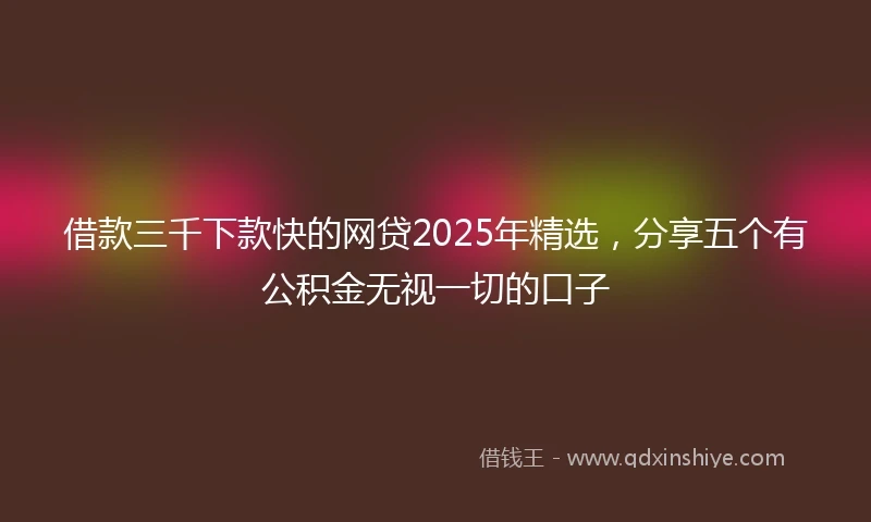 借款三千下款快的网贷2025年精选，分享五个有公积金无视一切的口子