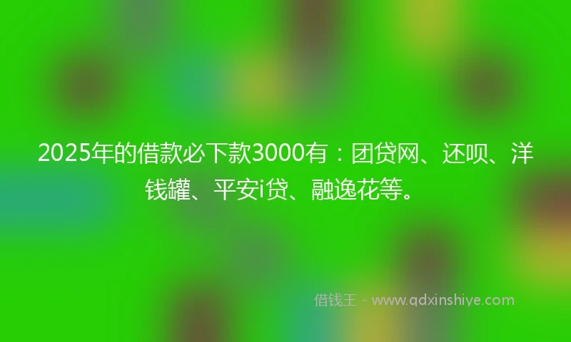2025年的借款必下款3000有：团贷网、还呗、洋钱罐、平安i贷、融逸花等。
