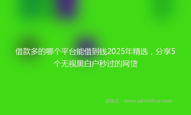 借款多的哪个平台能借到钱2025年精选，分享5个无视黑白户秒过的网贷