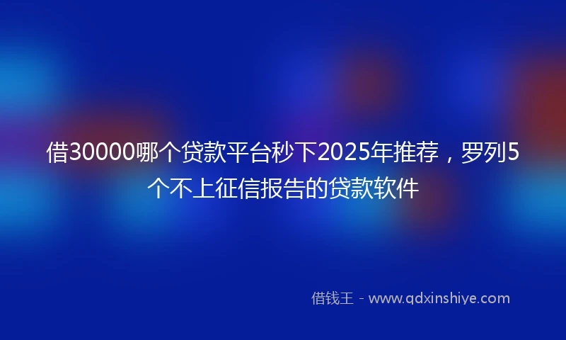 借30000哪个贷款平台秒下2025年推荐，罗列5个不上征信报告的贷款软件