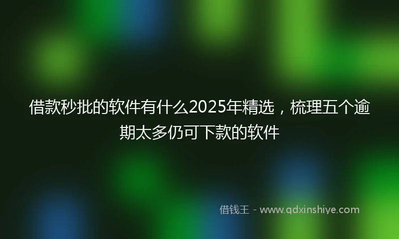 借款秒批的软件有什么2025年精选，梳理五个逾期太多仍可下款的软件
