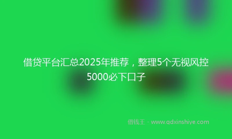 借贷平台汇总2025年推荐，整理5个无视风控5000必下口子