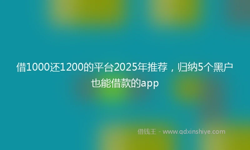 借1000还1200的平台2025年推荐，归纳5个黑户也能借款的app