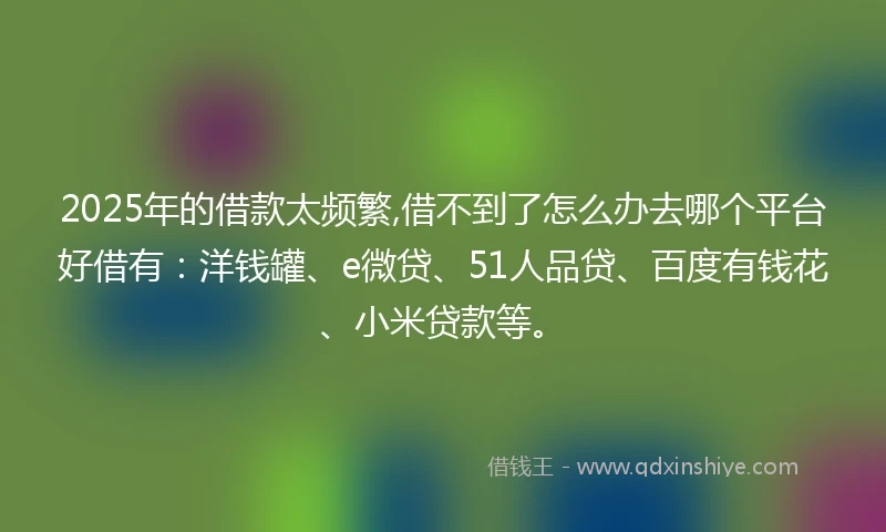 2025年的借款太频繁,借不到了怎么办去哪个平台好借有：洋钱罐、e微贷、51人品贷、百度有钱花、小米贷款等。