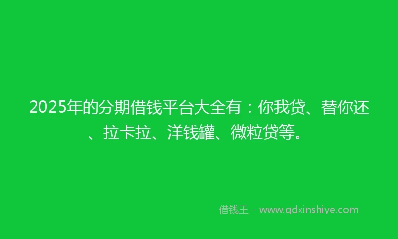 2025年的分期借钱平台大全有：你我贷、替你还、拉卡拉、洋钱罐、微粒贷等。