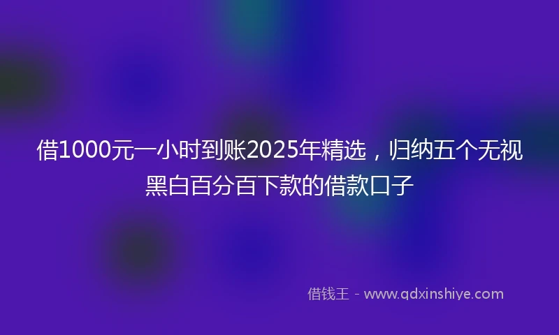 借1000元一小时到账2025年精选，归纳五个无视黑白百分百下款的借款口子