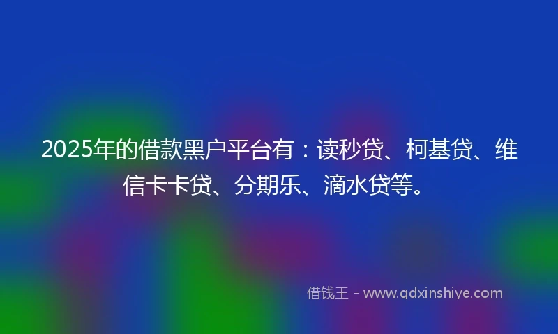 2025年的借款黑户平台有：读秒贷、柯基贷、维信卡卡贷、分期乐、滴水贷等。