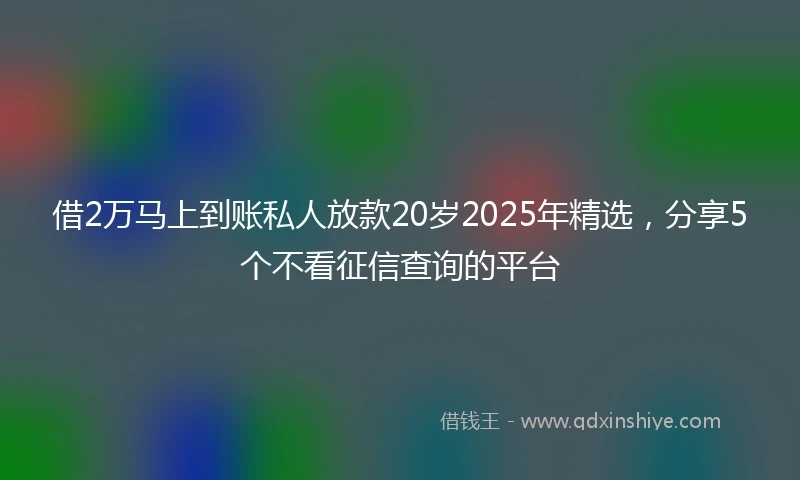 借2万马上到账私人放款20岁2025年精选,分享5个不看征信查询的平台