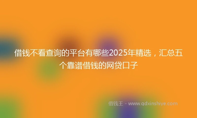 借钱不看查询的平台有哪些2025年精选，汇总五个靠谱借钱的网贷口子