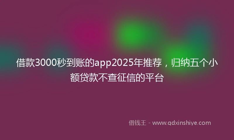 借款3000秒到账的app2025年推荐，归纳五个小额贷款不查征信的平台